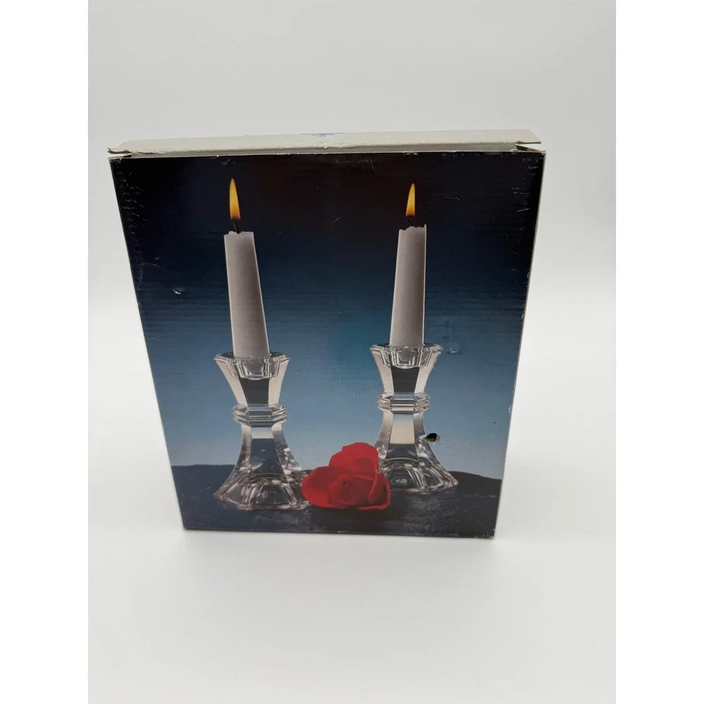 NEW Vintage Vienna Crystal Pair Crystal Candle Holders 24% Lead made in Austria